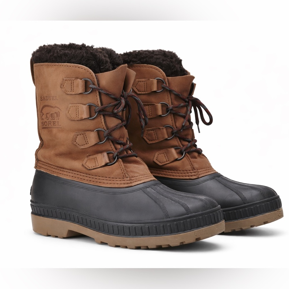SOREL Badger Winter Boots Brown Duck Boots Sherpa Lined | Size 8